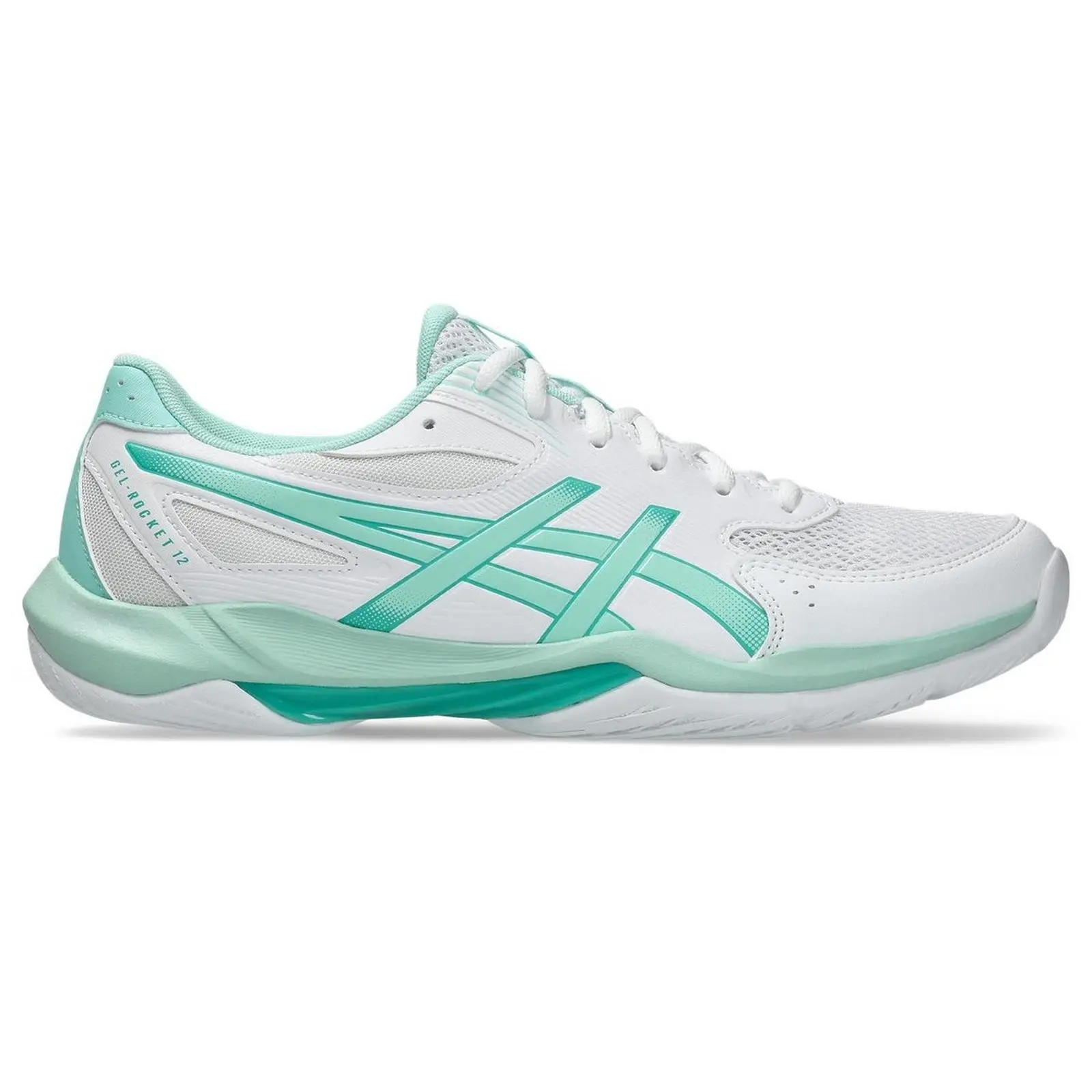 Sepatu Tenis/Voli/Badminton/Squash Pria Asics Gel Rocket 12 WIDE White Fresh Ice - 1073A080.104