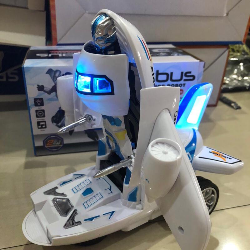 Mainan Pesawat airbus bisa jadi robot lampu dan suara 2