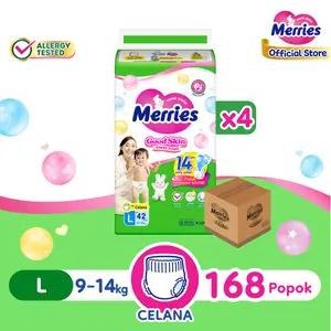 Merries Good Skin L42 Carton - Popok Bayi Celana (9-14)kg Merries Good Skin L42 Carton - Popok Bayi Celana (9-14)kg
