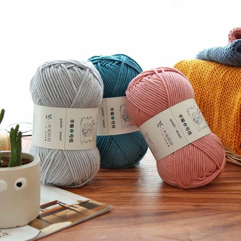 Len Yaoh Wool cuộn to 100gr Mã 40-60 - Sợi cotton 3mm Mềm Mịn Phù Hợp Đan Khăn Móc Mũ Áo