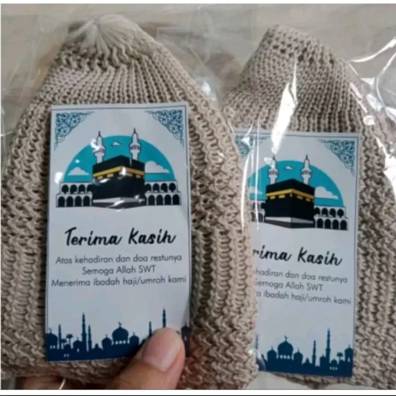 peci rajut dan tasbih hampers paket hadiah acara tahlilan haul kematian / souvenir oleh oleh 3