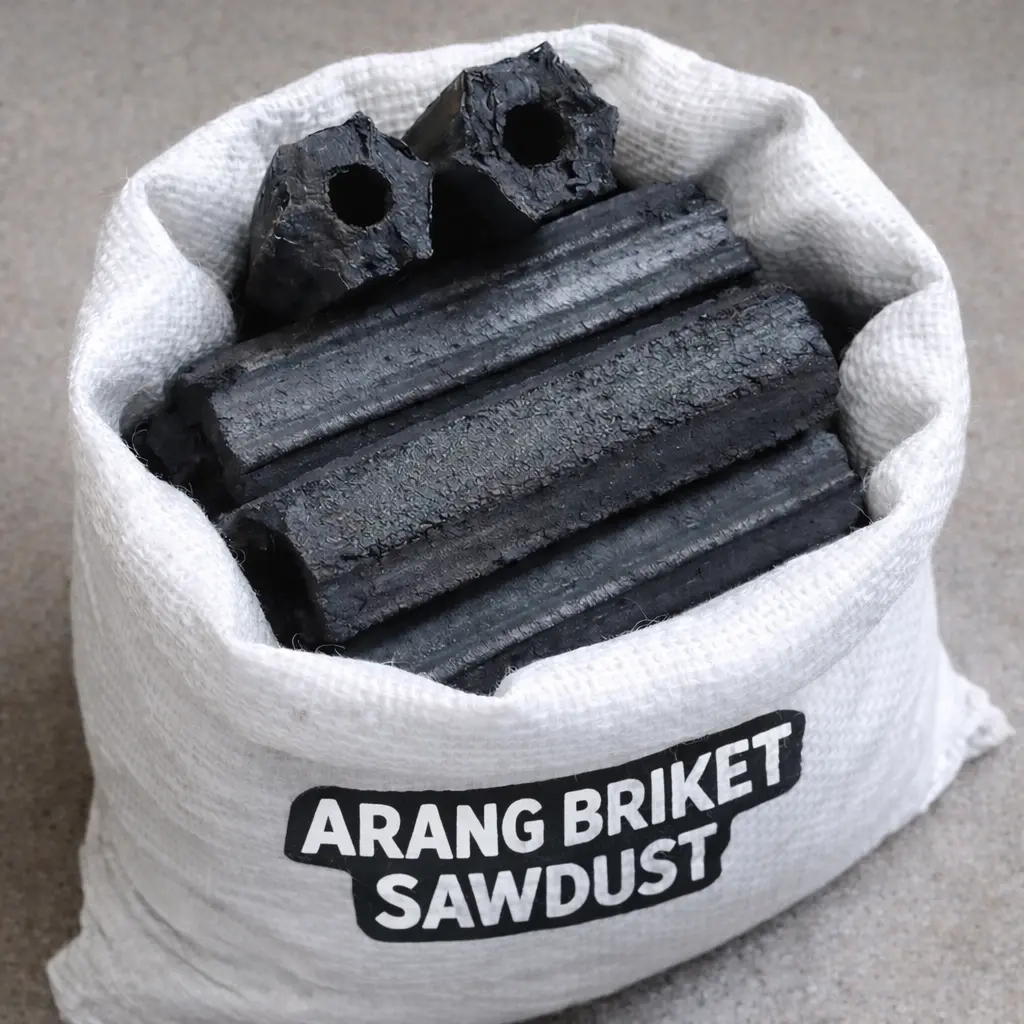 10 KG Arang Briket Sawdust Premium GRADE A/B/C  – Bara Tahan Lama, Panas Stabil, Asap Minim  Alternatif Judul (opsional):