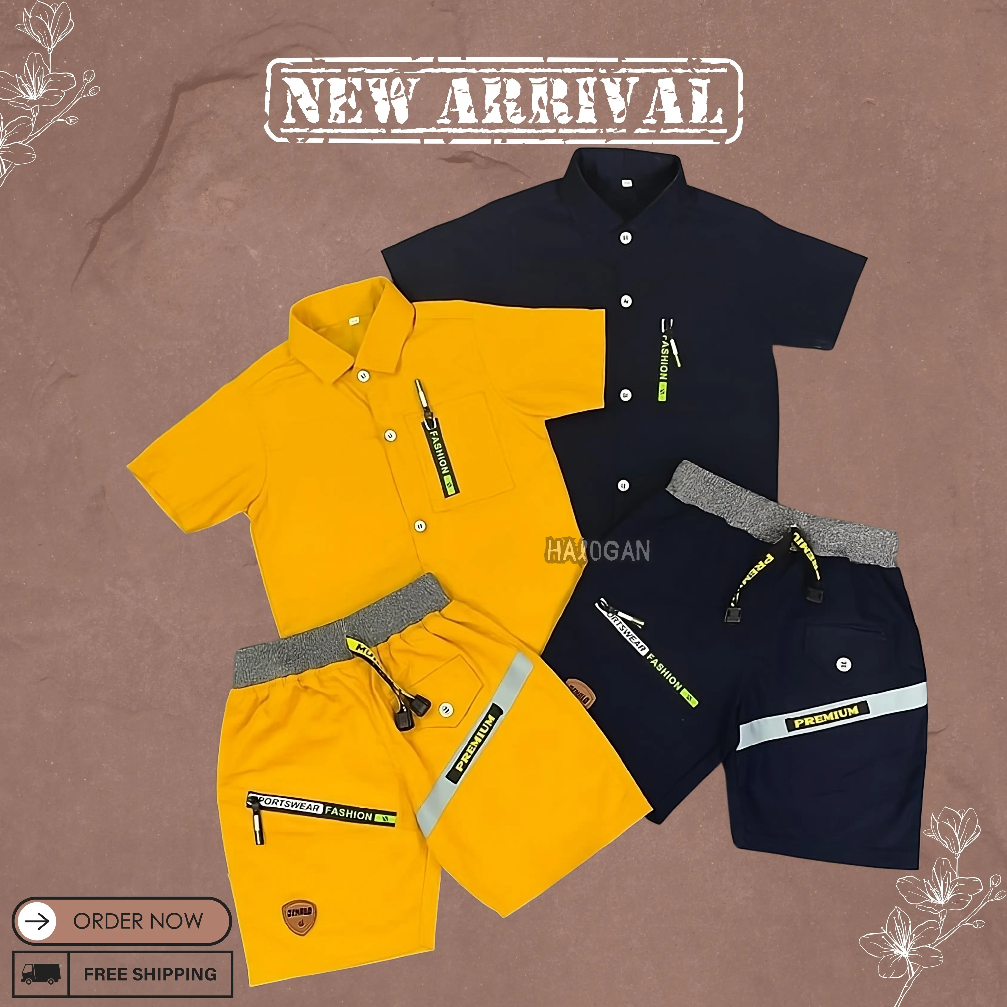 Setelan Anak Laki-laki: Kemeja dan Celana Pendek Trendy Usia 1-5 Tahun By Halogan Kids