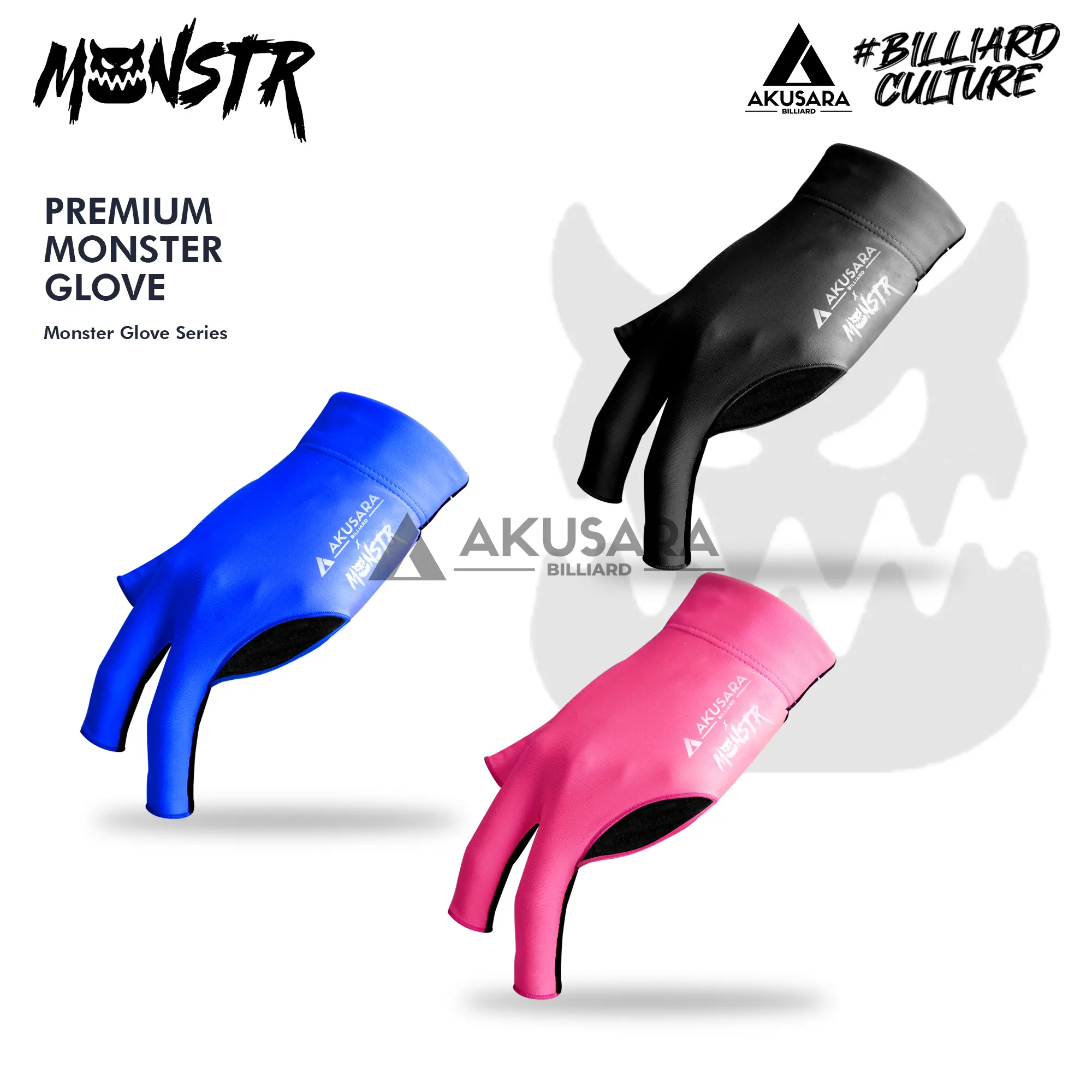 Sarung Tangan Akusara x MONSTR Premium Glove Billiard Lycra Mesh