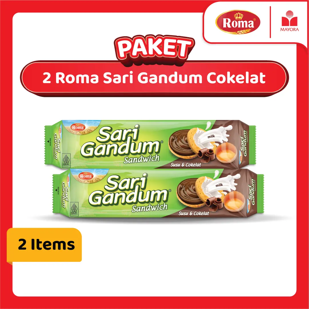 Paket 2 Roma Sari Gandum Cokelat 108 Gram