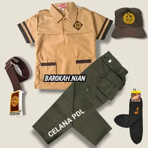 Barokah.Nian Setelan Seragam Sekolah Pramuka SD Baju Siaga Pendek Celana PDL Panjang Lengkap Aksesoris Kelas 1-6 SD Fashion