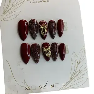 Kuku palsu handmade press on nails wedding daily free lem jell press on nails Art Polish kuku palsu cat eye love