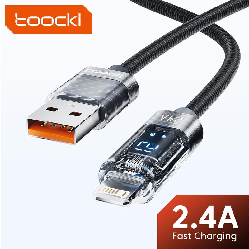  Cáp sạc nhanh USB-A sang Lightning Dòng Toocki 2.4ATransparency Dây cáp Lightning 100cm   200cm Tương thích với iPhone 14 13 Pro Max và 12 Pro Max 