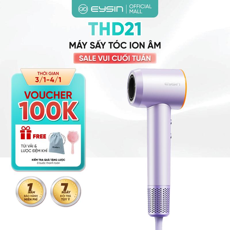  EYSIN Máy Sấy Tóc THD21 - 4 Chế Độ Nhiệt 200 Triệu Ion Âm - Công Suất 1600W - Thiết Kế Thông Minh Nhẹ Gọn - Tóc Đẹp Tự Nhiên - Sấy Nhanh Hiệu Quả & Công Nghệ ION Âm 