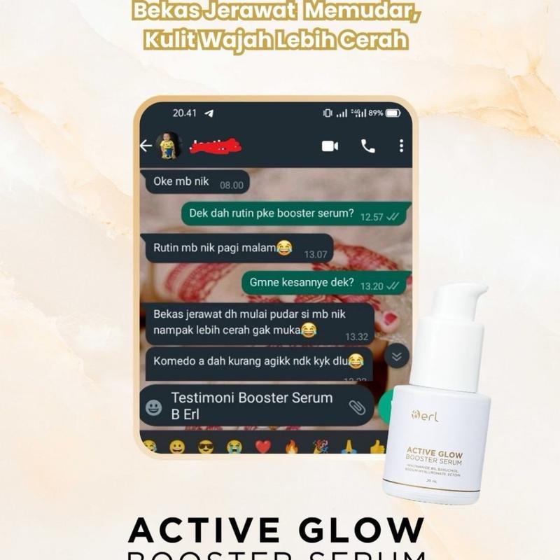 B Erl Active Glow Booster Serum (DOKTIF APPROVED) Mencerahkan Wajah Aging Pencerah Dark Perawatan 8