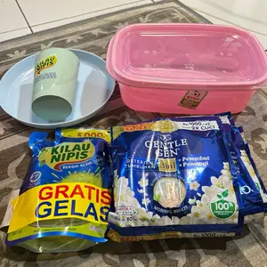 16 gentlegen + 1 kilau nipis BONUS food container / toples  + piring + gelas