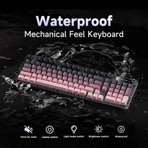 FURYCUBE IP98 Wired/wireless Mechanical Feel Keyboard 3Mode PBT Side Engraving Gradient Keyboard Full RGB Multi-Function Knob Gaming/Office Keyboard(Garansi 1 tahun)