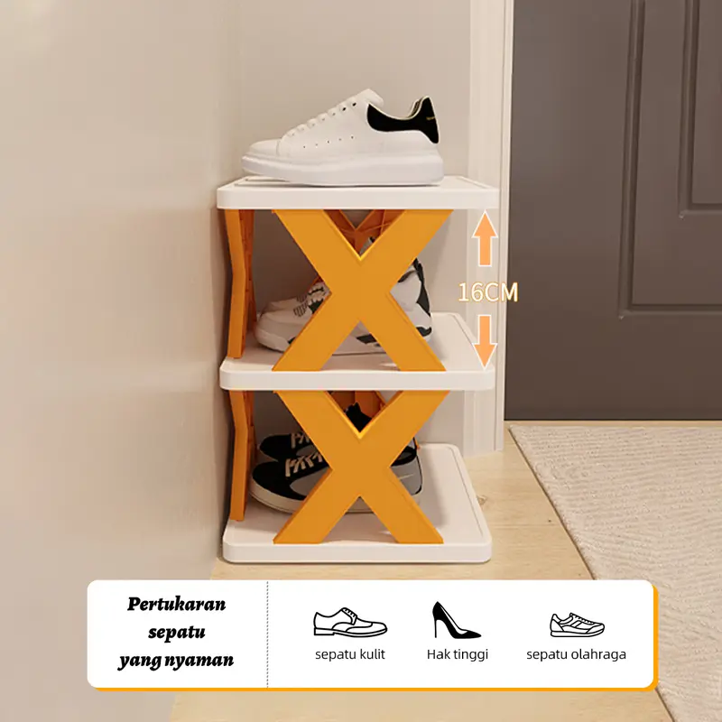 Rak sepatu rumah tangga sederhana multi-layer pintu lipat lemari sepatu penyimpanan sepatu rak penyimpanan sederhana asrama hemat ruang 1