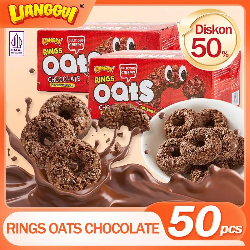 [HALAL]LAINGGUI Biskuit Renyah Oatmeal Cokelat, Cemilan Lezat Dan Laris Untuk Hari Raya Idul Fitri, Pengganti Sarapan, Makanan Siap Saji.Beli satu gratis satu Chocolate Snack Food Cookies Jajanan
