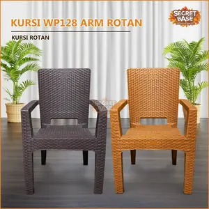 KURSI WP128 ARM ROTAN - Bangku Plastik /Kursi Santai Teras /Kursi Kerja Sandaran Kokoh Murah