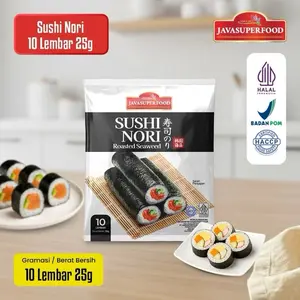 Javasuperfood Sushi Nori Roasted Seaweed 10 Lembar 25g Halal Super Food untuk Kimbab RUMPUT LAUT