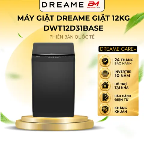 Máy Giặt Dreame Giặt 12KG DWT12D31BASE | Động Cơ Truyền Động Trực Tiếp | Fuzzy Logic | Sấy Gió | Tiết Kiệm Điện Nước
