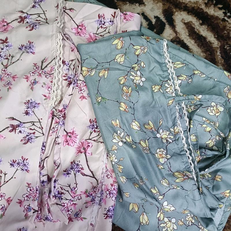 Mukena Katun Rayon Motif Bunga Sakura Ukuran Jumbo - Dewasa - Muslim, Wanita, Bali, Cantik, Renda, Mukenah 2