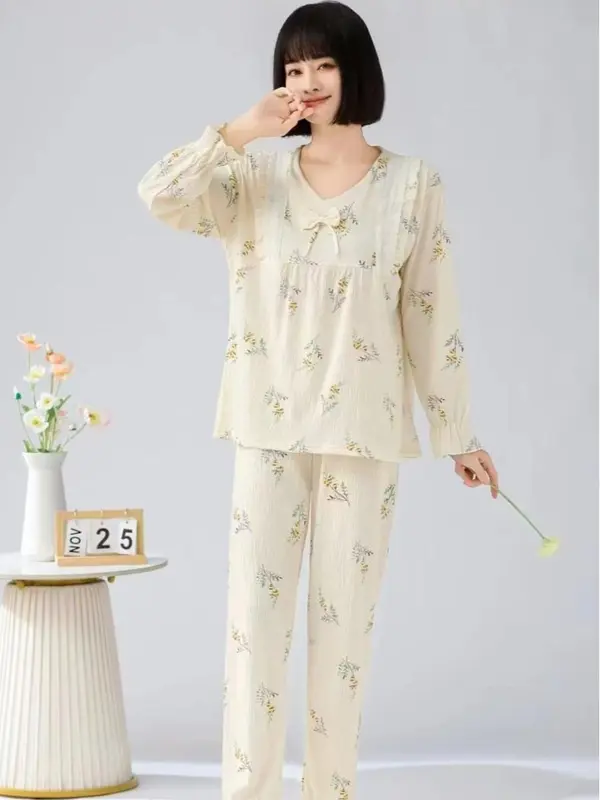 Setelan Piyama Baju Tidur Wanita Dewasa Lengan Panjang Crinkle Jelly Premium 1
