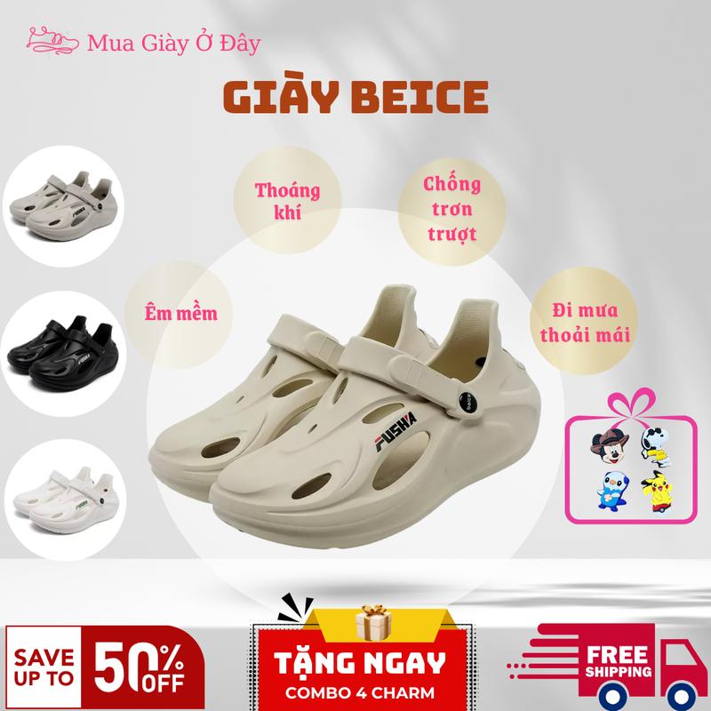 [Tặng combo 4 charm]  Giày nhựa dẻo nam nữ sneaker  BEICE 2025, giày nam nữ đế bằng mẫu trơn form dáng 2025 - Đi chơi, đi học, đi du lịch giày đi mưa