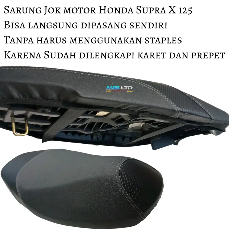 Sarung & Kulit Jok motor Supra X 125 Revo Fi model PCX Motip CARBON kombinasi Amplas pasir bahan import 2