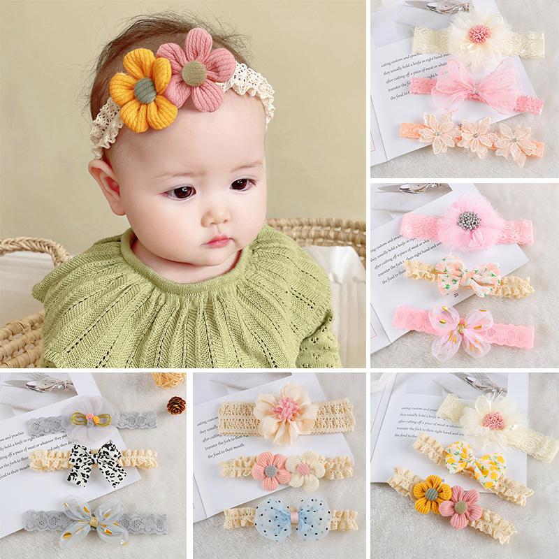 3pcs/set Baby Headband Soft Elastic Girls Flower Hair Band Accessories