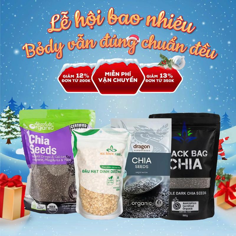   Giá Dùng Thử  Hạt Chia Đen Organic Cao Cấp 200g 250g 500g – Hạt Chia Nguyên Chất Độ Tinh Khiết Cao Đủ Ký Dinh Dưỡng Eatclean Healthy Food 