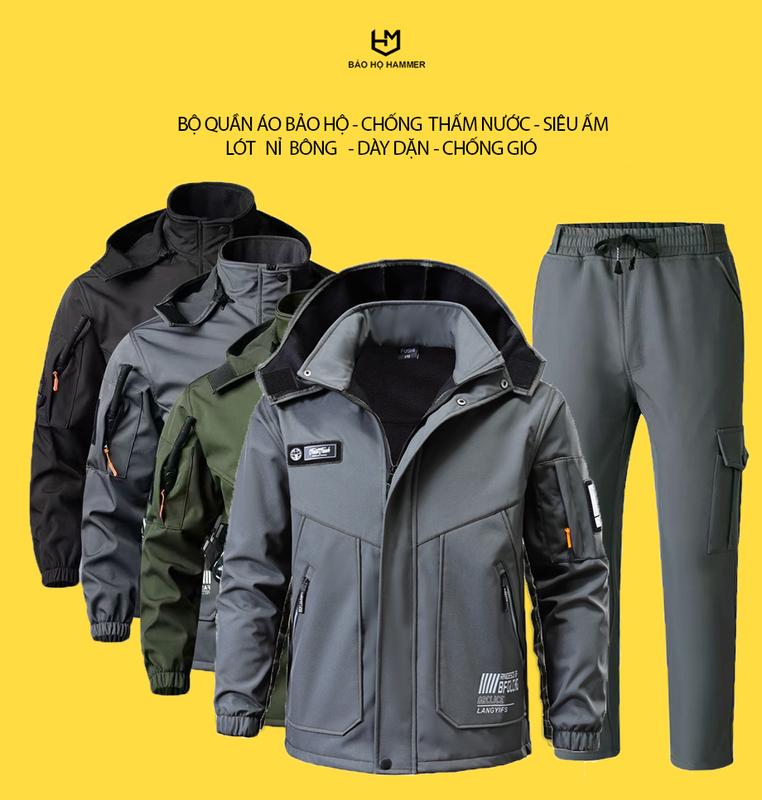  Bộ Quần Áo Bảo Hộ Hammer   Đi Phượt  Leo Núi   Chống Thấm Nước Nhẹ   Lót Nỉ Bông Dày Dặn   Bộ 3 Màu Phối   Bộ Chống Gió 