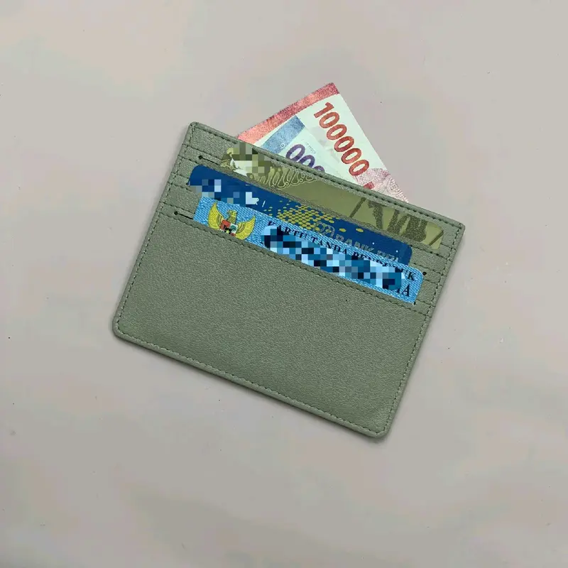 Prade Luxser Dompet Kartu Polos Kulit Mini - 6 Slot Simpan Kartu Sisi Bolak Balik - Unisex - Dompet Elegan untuk Pria Wanita 6