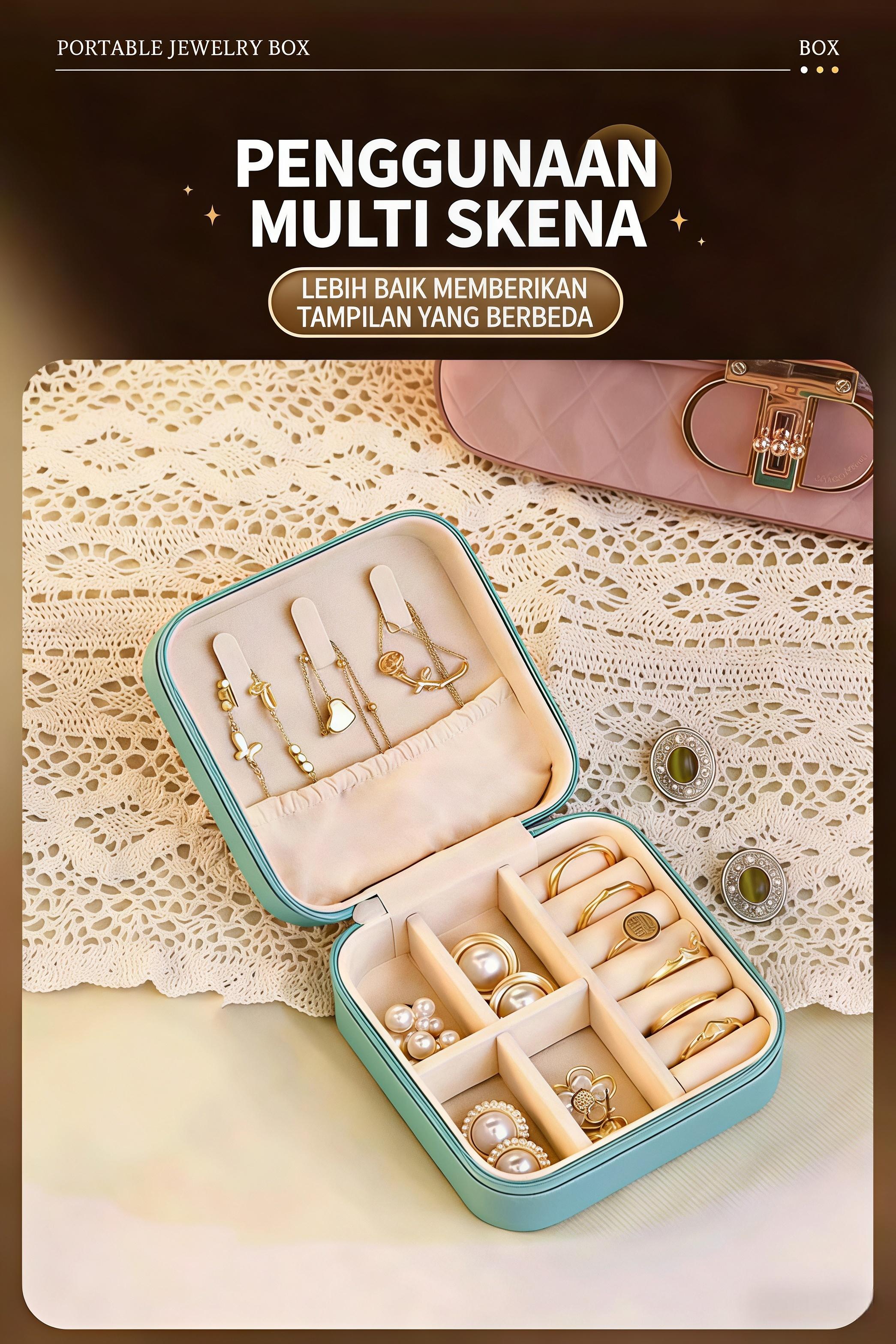 【Sam's Market】 Kotak Penyimpanan Perhiasan Portable dengan Desain Minimalis untuk Anting Cincin Box Kalung Gelang Fungsi Optimal dan Praktis