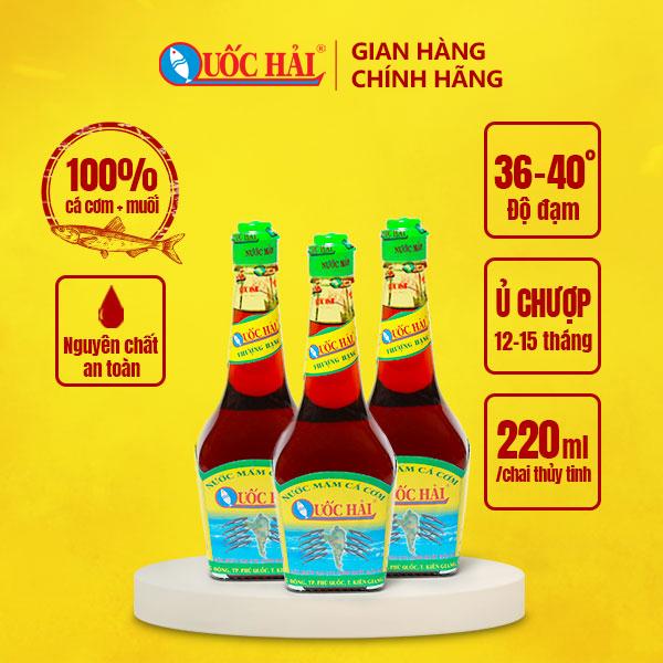 Nước Mắm Truyền Thống Phú Quốc Quốc Hải Thượng Hạng - Combo 3 chai 220ml