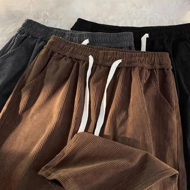 Celana korduroy pria corduroy pants pria celana oversize pria wide leg korean style corduroy Pacar celana longgar celana kulot pria sederhana import premium black celana Murah fashion lurus celana big size celana corduroy pants loose pants pria celana 6