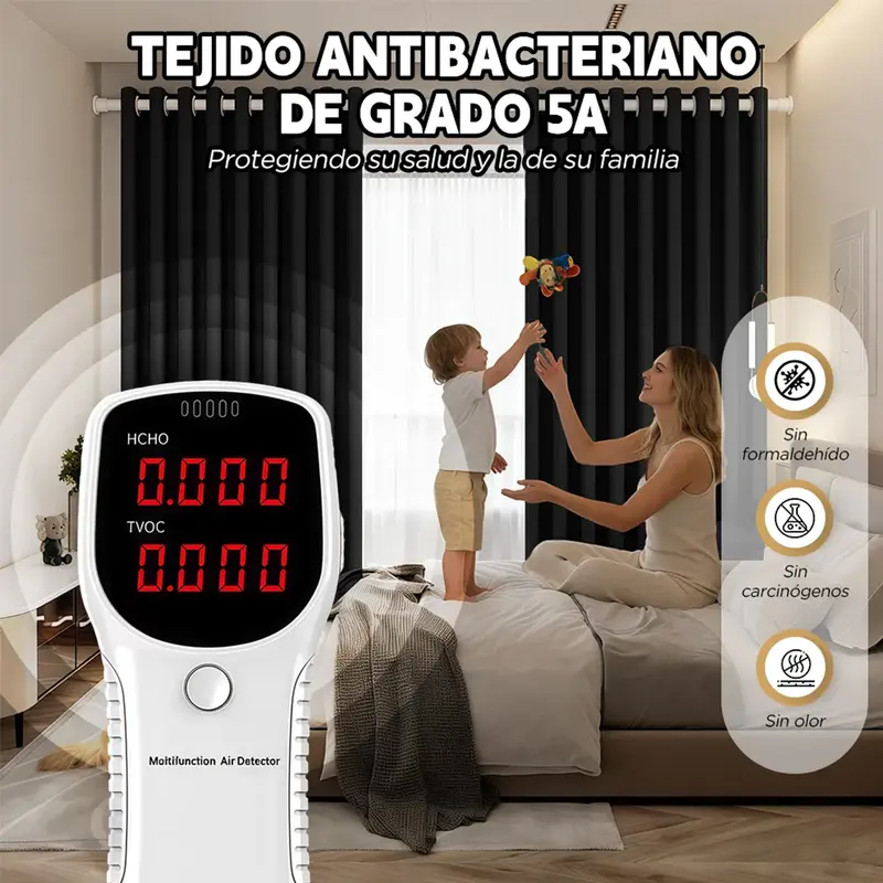 2Pzs Cortinas Blackout 100% Bloqueo de Luz para Habitación, Para Ventana 214x160cm/280x230cm,marco decorativo, aislamiento térmico, reducción de ruido y tejido impermeable ,diseño moderno,Ideales para dormitorios y salas de estar.Disponible en varios colores y tamaños. - Foto 5
