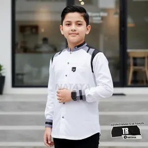 koko anak Laki-Laki Usia 5-14 Tahun motif TR warna putih Bahan Adem Dan Nyaman