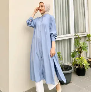 Tunik Wanita LongTunik Shakila Botega & Crinkle Airflow Polos Kasual Panjang Kekinian Remaja Muslim Casual Semi Gamis Basic Fit Atasan Dress