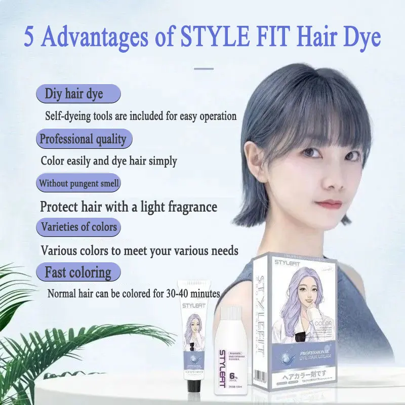 【Menutup uban】Cat rambut ungu hitam 200ML Tidak perlu pemutih(semir rambut ungu,cat rambut ungu,cat rambut purple,shampoo pewarna rambut,pemutih,hair color,warna rambut,ash grey hair colour,bremod milk tea ash,semir rambut warna biru,cat rambut abu abu) 4