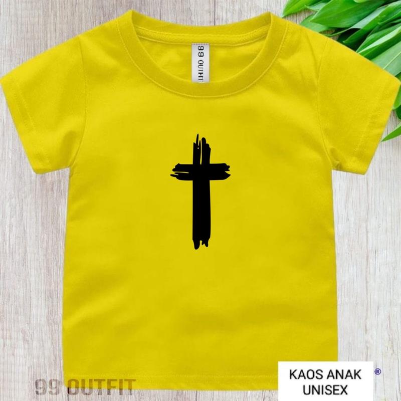 kaos distro anak unisex salib yesus/kaos rohani anak tangan pendek bisa cod 4