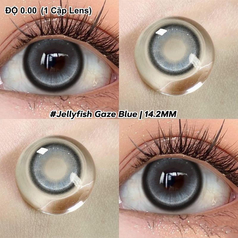  【COD | 2PCs  1 cặp lens Jellyfish Gaze Lens 6 Months hình sứa nâu xanh xám Tròng kính DIA 14.2MM mềm mại dễ đeo cho đôi mắt thoải mái hơn 
