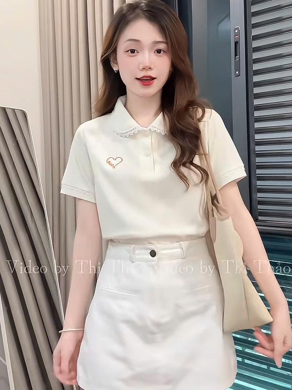 ( NEW ARRIVAL )Áo thun Polo Nữ Phối Cổ Viền Bèo Ren Tay Áo Ðiệu Đà Nữ Tính, Phong Cách Năng Động Nhiều màu( M19)