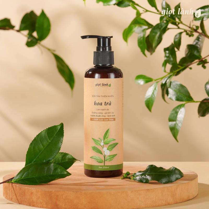  Sữa tắm Hoa Trà tinh dầu thơm mát cấp ẩm dưỡng sáng da dành cho nữ Giọt Lành 250ml 