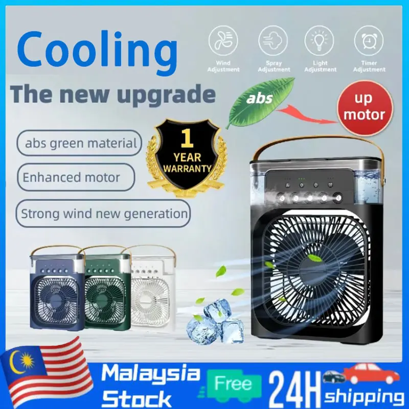 Air Conditioner Cooling Fan Mini Fan Air Humidifier 6 Inches With 7 Color Light 5 Sprays Portable Fan Air Cooler