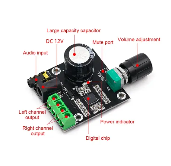2X15W PAM8610 Papan Amplifier Stereo Audio Digital Modul Papan Amplifier Daya Audio Kelas D Saluran Ganda dengan Tegangan 12V   power ampli 4
