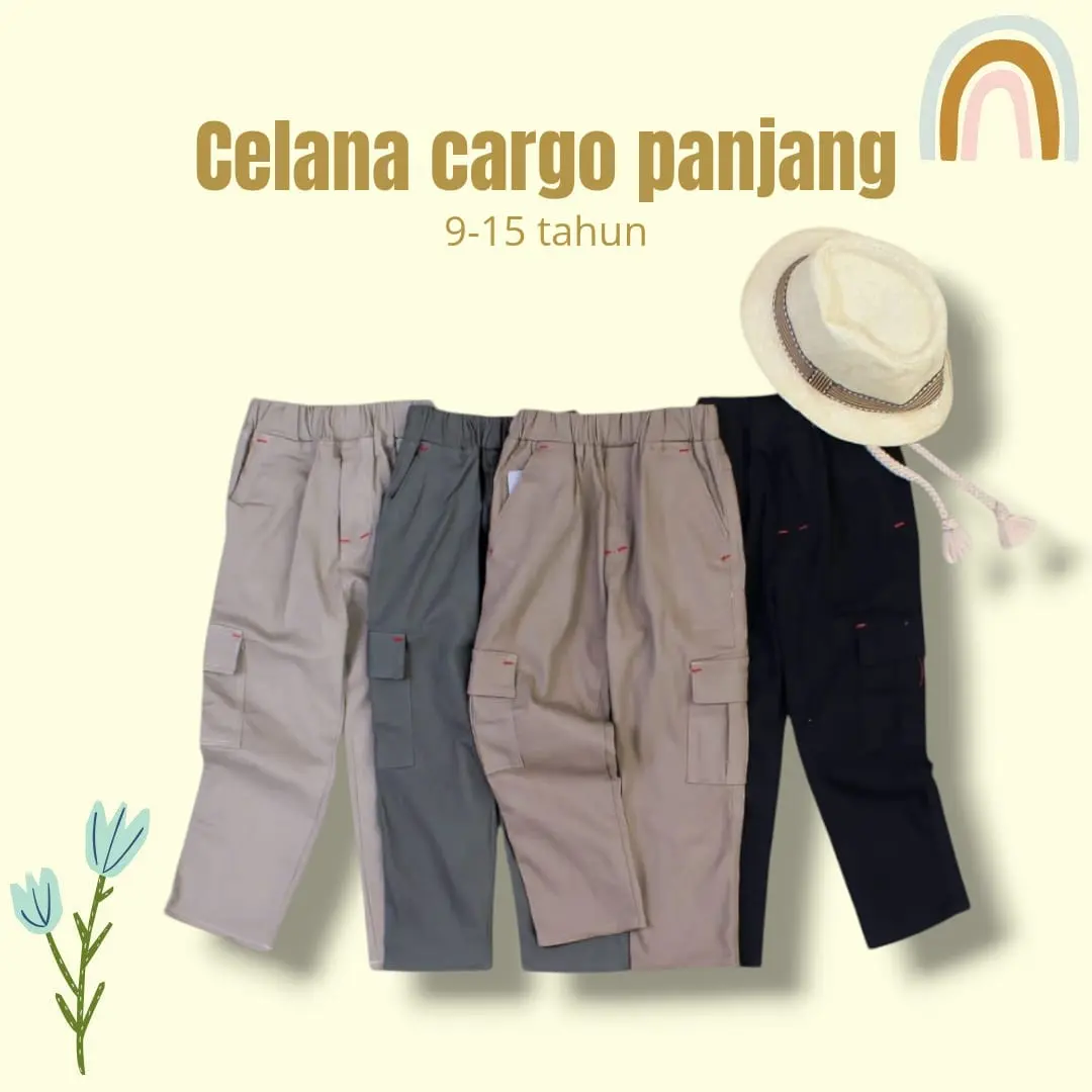 KATOKKU - Celana Cargo Panjang Anak Laki-laki Usia 9-15 Tahun