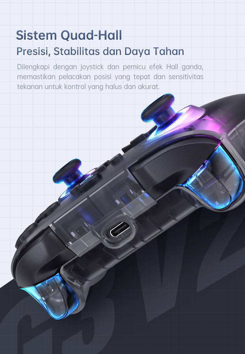 Machenike G3 V2 Wireless Gaming Controller With Dock Pengisian Tri-Mode Bluetooth Baterai 1000mAh Hall Effect Trigger Joystick Gamepad untuk Switch Steam PC