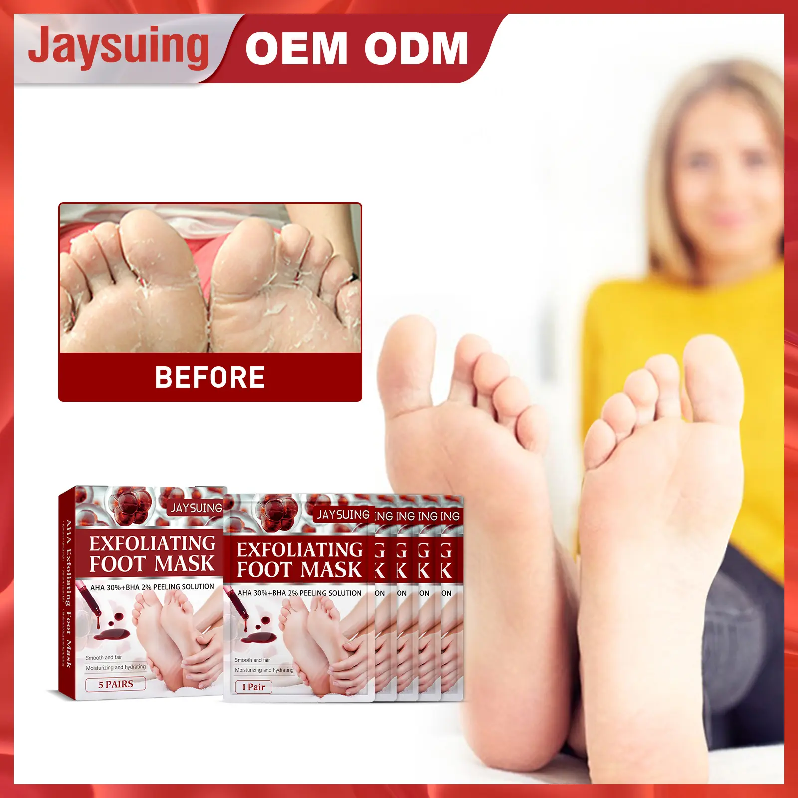 Jaysuing Masker Kaki Eksfoliasi Asam Buah 1pcs Melembabkan Kaki Menutrisi Meremajakan Kalus Menghilangkan Kulit Mati Pengelupasan Kulit Menghidrasi