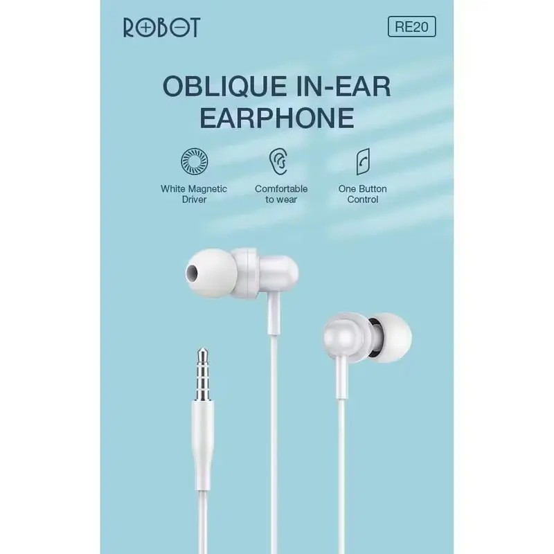 Headset Robot RE20 Earphone Wired Headset Bass Android Kabel Jack 3.5 mm Original 1
