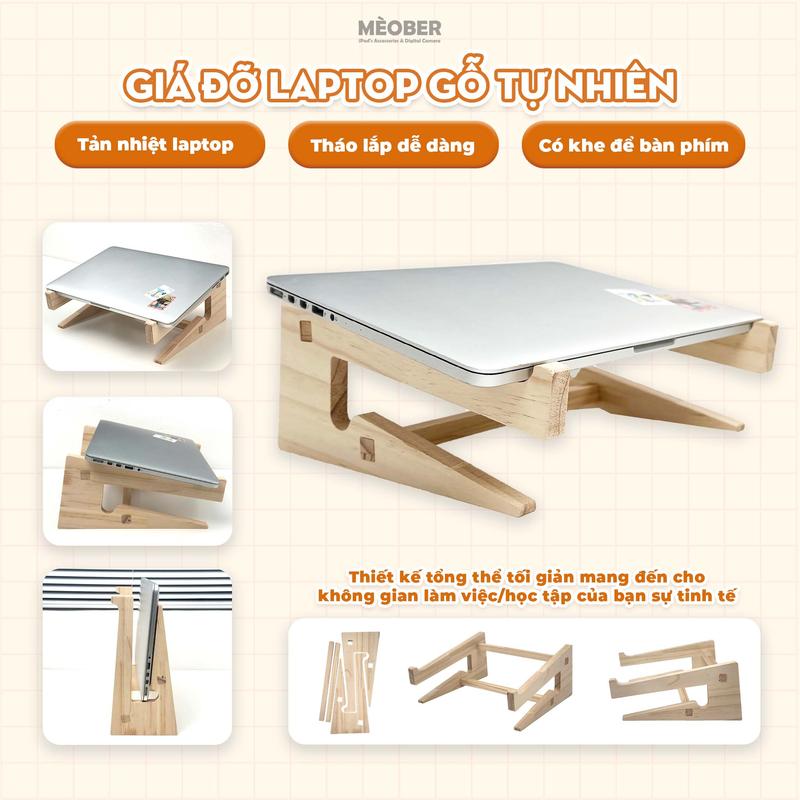  Kệ ,Giá Đỡ Laptop Và Macb0ok Bằng Gỗ Cao Cấp Chính Hãng Tản Nhiệt Tự Nhiên Có Khe Để Bàn Phím Dễ dàng tháo lắp 
