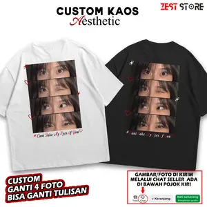Kaos Custom Bisa Pakai Foto Dan Nama Kamu - Kaos Bucin Request Foto Sendiri Dan Tulisan - Custom Kaos Aesthetic - Kaos Couple - Kado Kaos Untuk Pacar - Kaos Mata - T-shirt Printing DTF -  Kaos Distro Polyester Semi Catton Streetwear