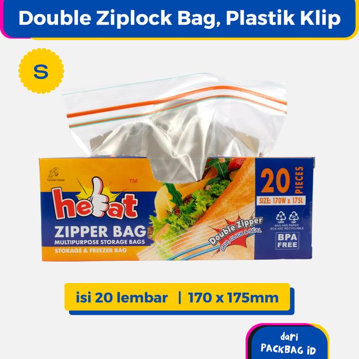 Gambar HEBAT Ziplock Bag Plastik Klip Makanan Double Zip Food Grade BPA Free Freezer Microwave Safe, 3 Ukuran dari Packbag trashbag Kota Tangerang Tokopedia
