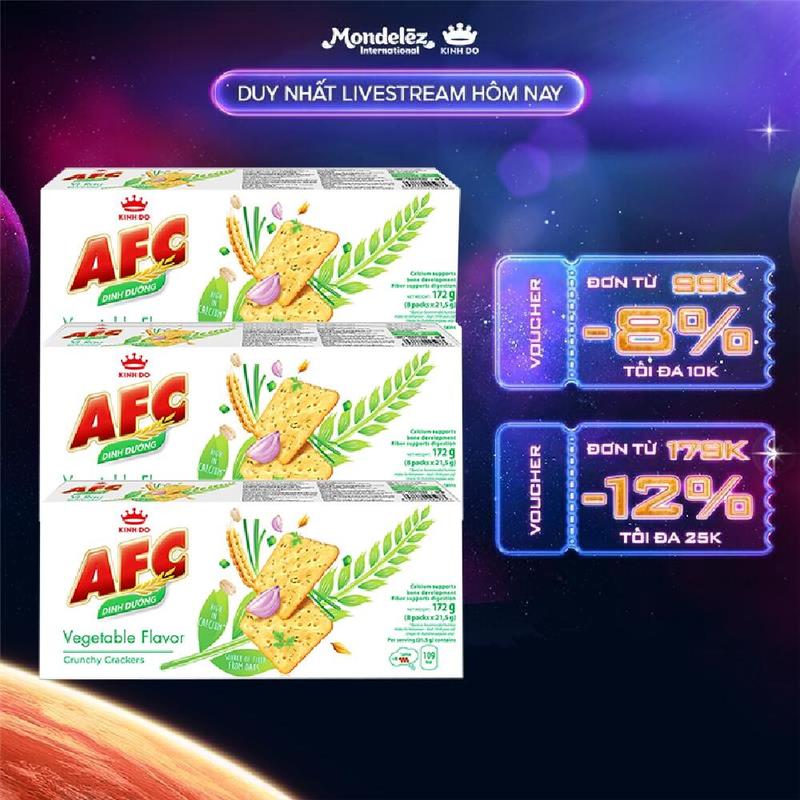 Combo 3 Hộp Bánh Quy Dinh Dưỡng AFC, Hộp 172g